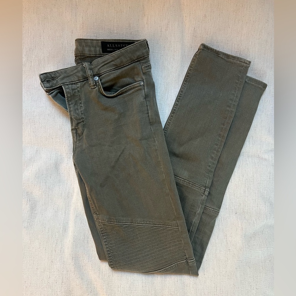 ALL SAINTS - green biker pants